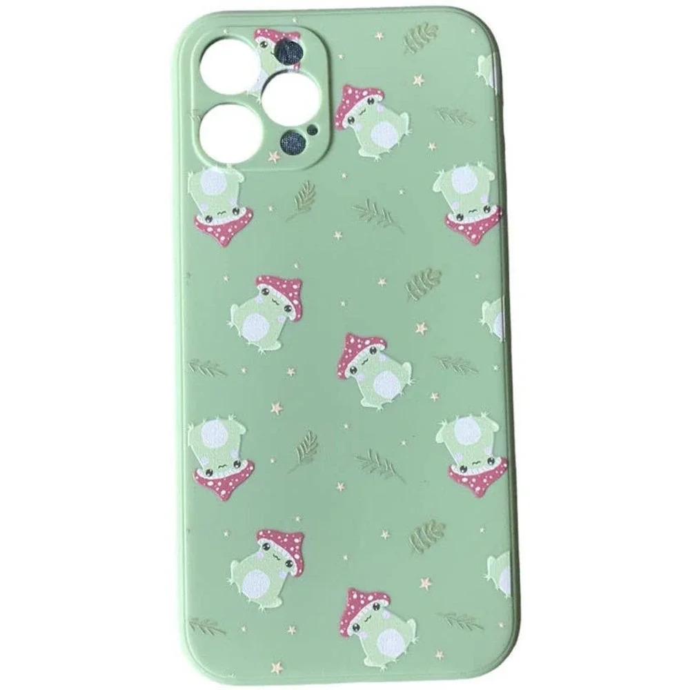 New Compatible with Iphone 12 Anti Shock Case 6.1" Green Frog Design Plastic